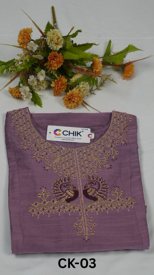 CK-03 Onion Pink & Raw Silk Anarkali With Yoke Peacock Gold Zari Embroidery Work Top Length-46 inch, Sleeve Length-16 inch