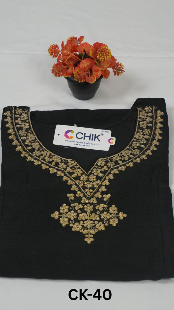 CK-40 Dark Olive Green Colour Vichitra Georgette Fabric Anarkali Fit & Floral Embroidery Work With Gold Zari Top Length 46 Inch, Sleeve Length- 16 Inch With Lining.